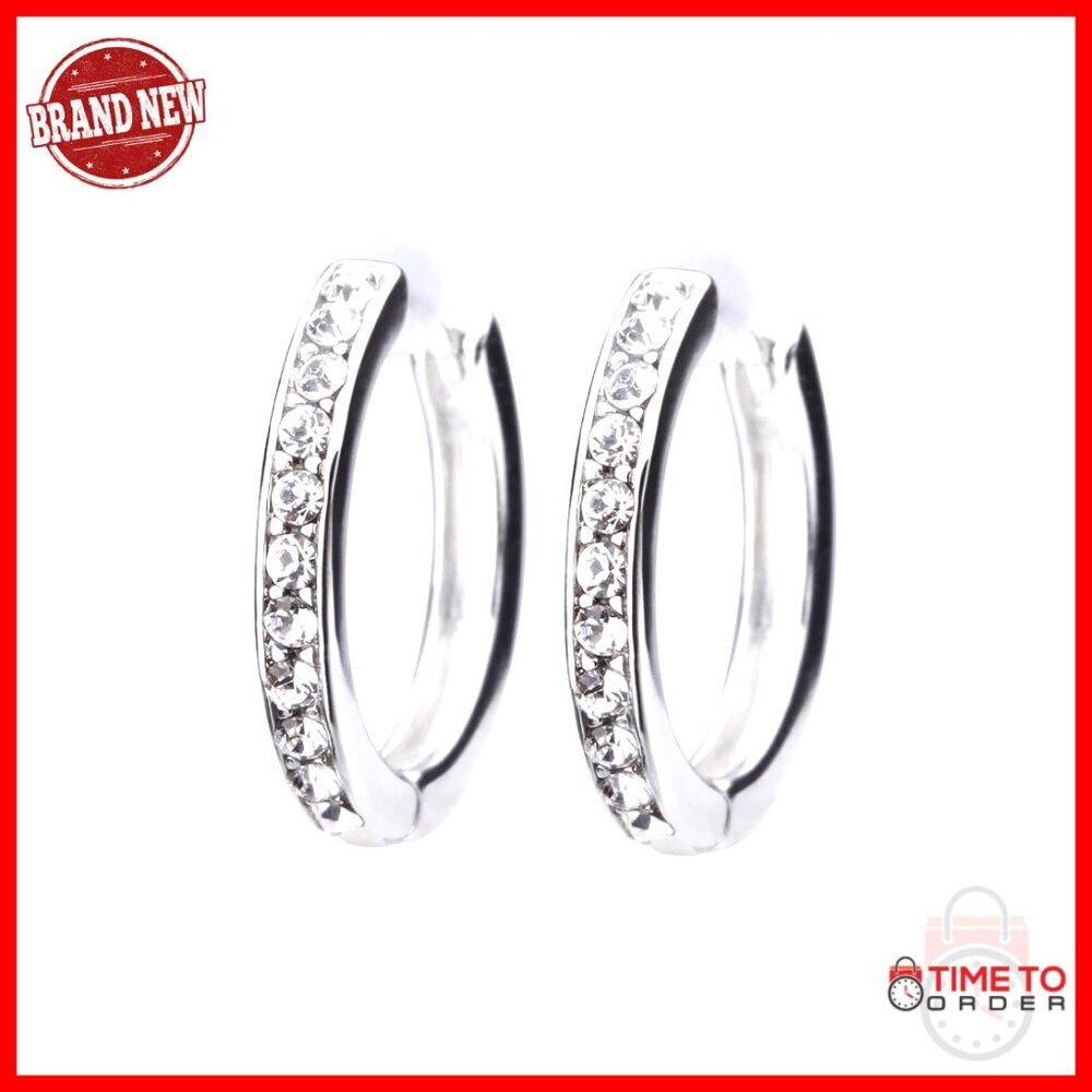 Platinum 900 Hoop Earrings with Preciosa Crystals, Hypoallergenic